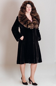 Пальто из меха норки BLACKNAFA с капюшоном из меха соболя