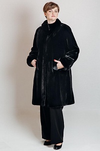 Пальто из меха норки, цвет BLACK